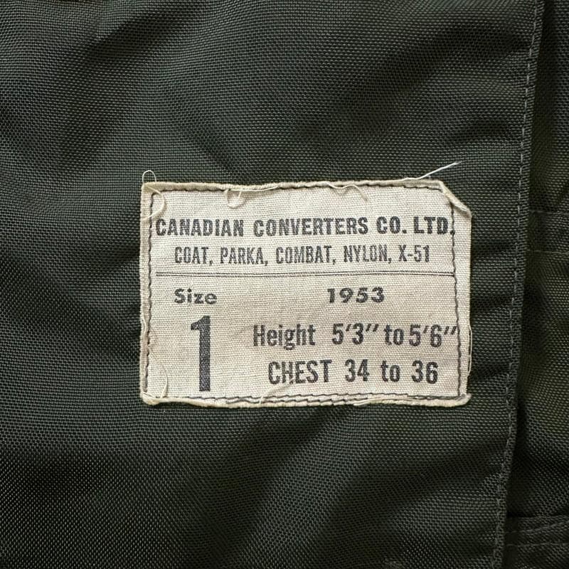 【超希少】50s カナダ軍 X-51 ナイロン コンバットパーカー サイズ表記1