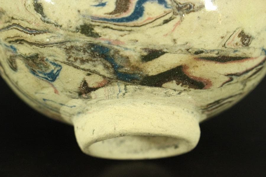 茶道具 唐九郎作 練込茶碗 「銘 雅静」 仕覆付 共箱(メ1465)