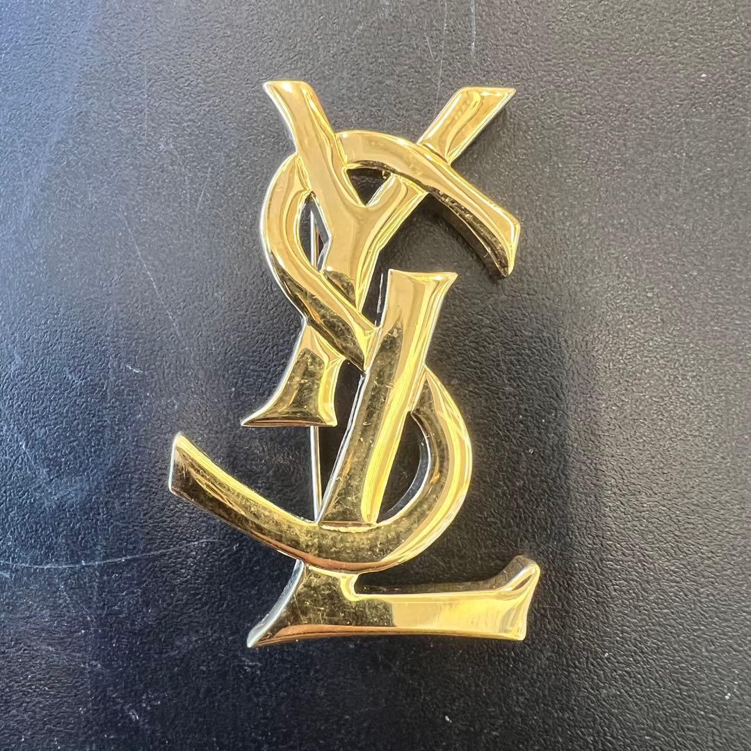 サンローラン YSL ロゴ ブローチ ゴールド　ヴィンテージ