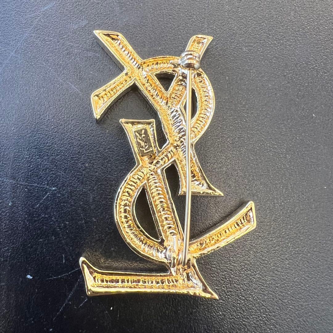 サンローラン YSL ロゴ ブローチ ゴールド　ヴィンテージ