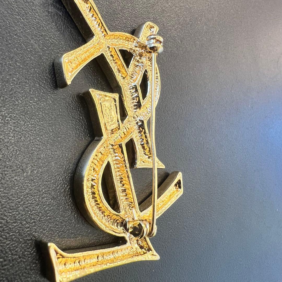 サンローラン YSL ロゴ ブローチ ゴールド　ヴィンテージ