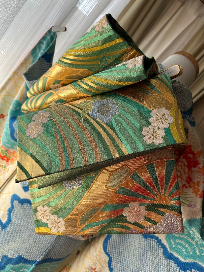 振袖フルセット 空色スカイブルー×白 総絞り 金駒刺繍