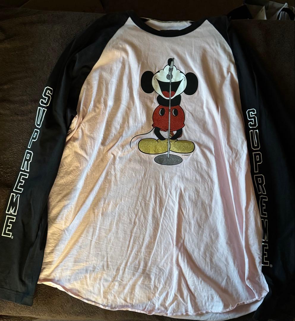 Supreme×ナンバーナイン x ミッキ－ L/S Top ピンク XLサイズ