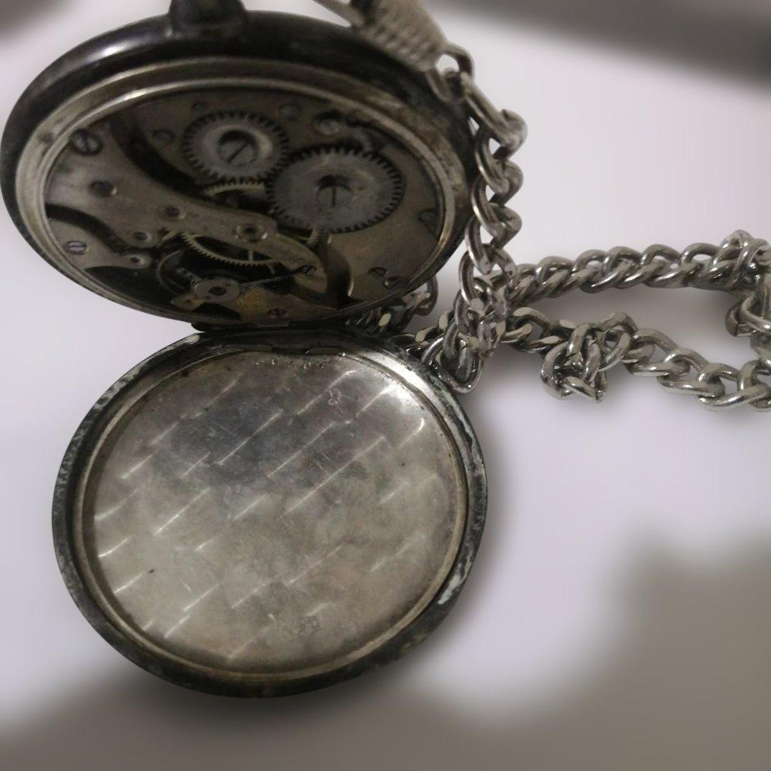 k*3様 懐中時計 アナログ表示 金属チェーン付きビンテージ
