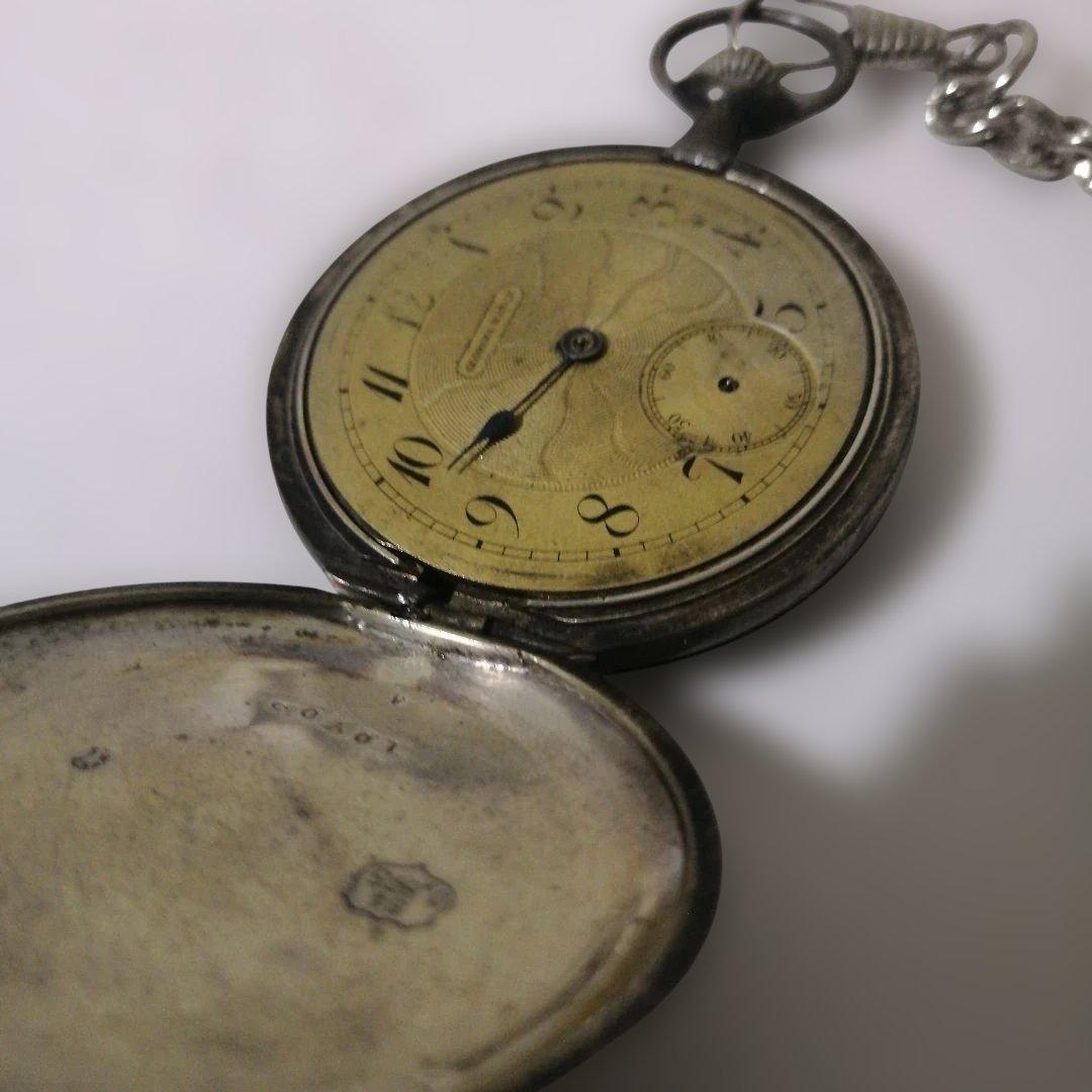 k*3様 懐中時計 アナログ表示 金属チェーン付きビンテージ