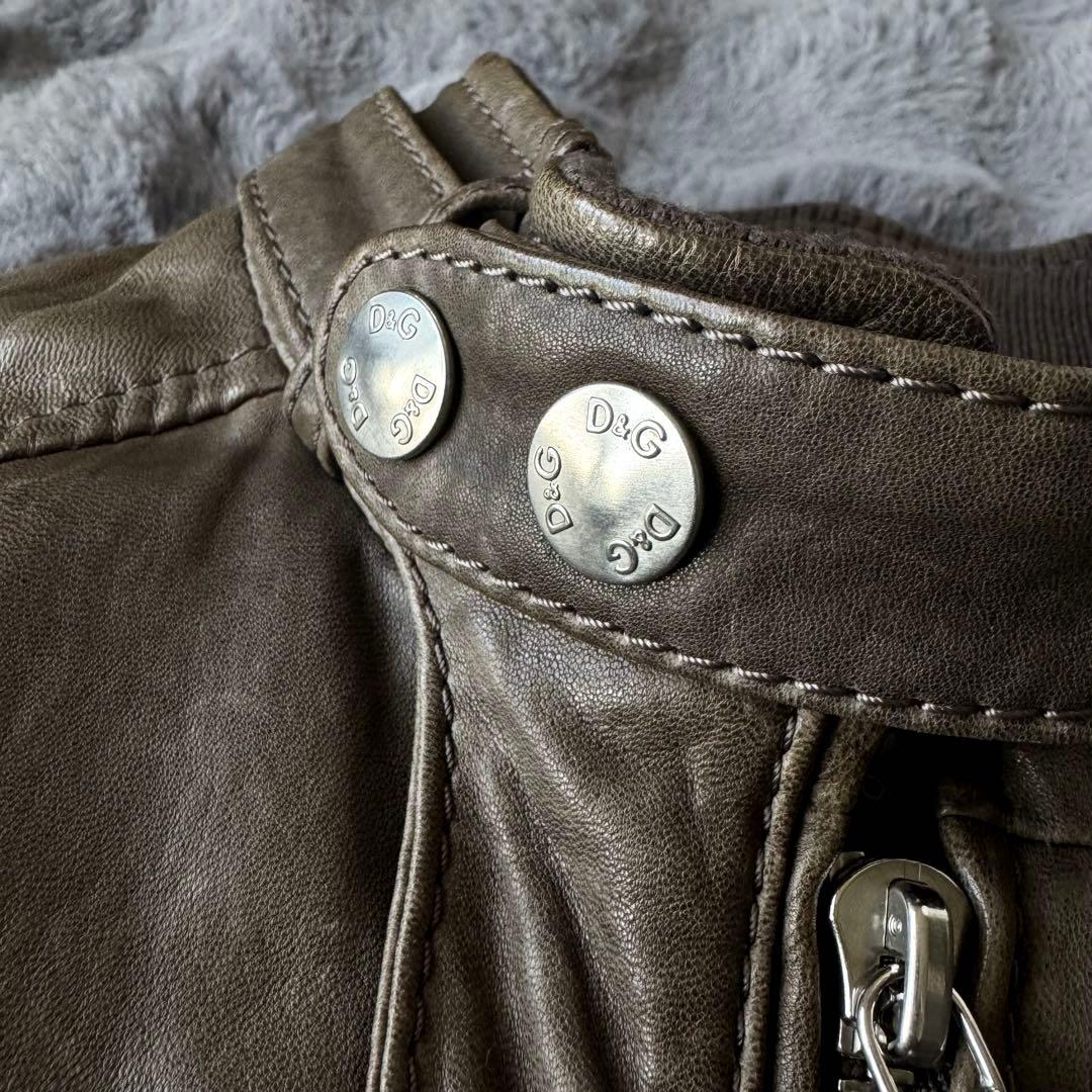 ライダー？号 さまD&G レザー シングルライダースジャケット オリーブ 48