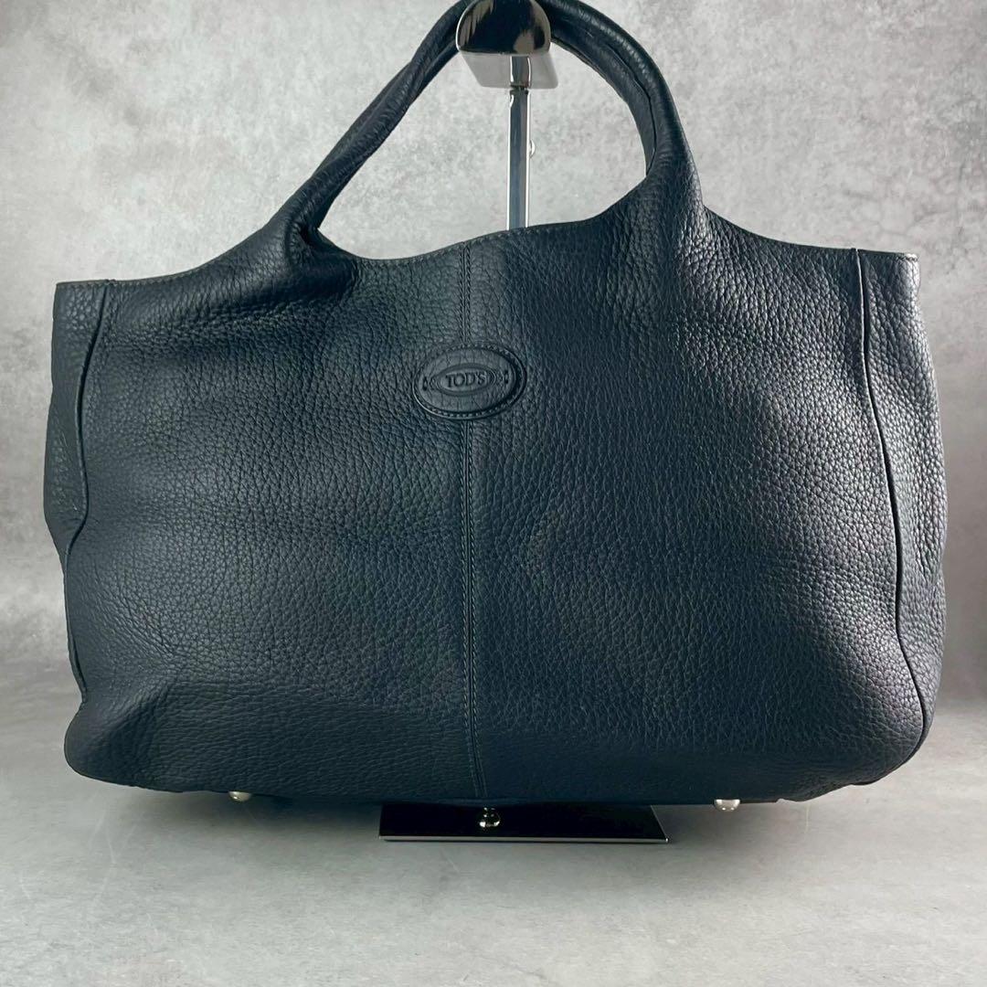 【美品】トッズ ショッピング ピッコラ レザー ネイビー 紺色 ハンドバッグ