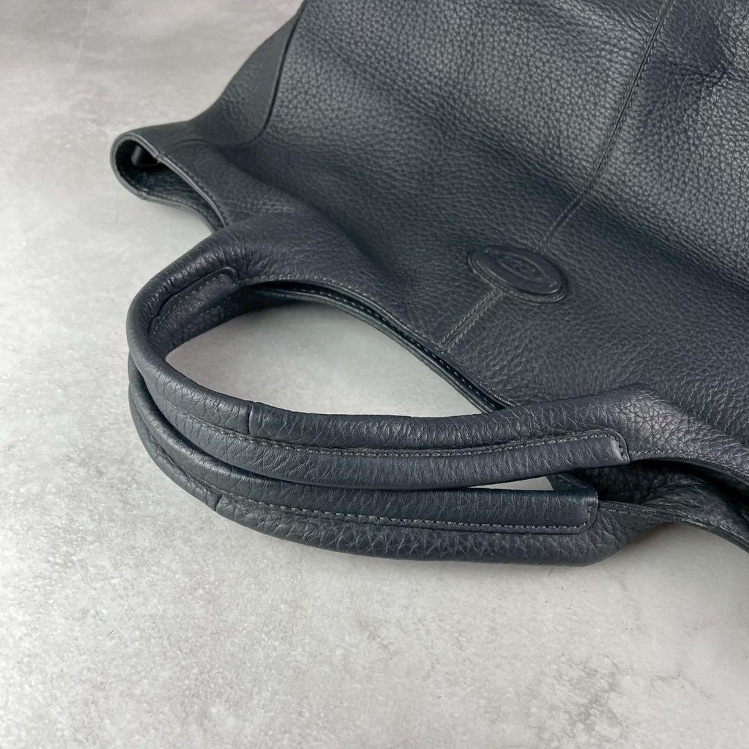 【美品】トッズ ショッピング ピッコラ レザー ネイビー 紺色 ハンドバッグ