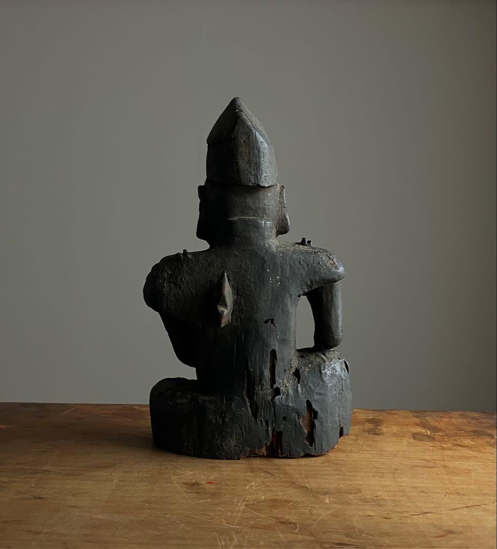 【黎明期の恵比寿木彫 室町時代頃】骨董七福神アンティーク仏像美術彫刻民藝妖怪古事