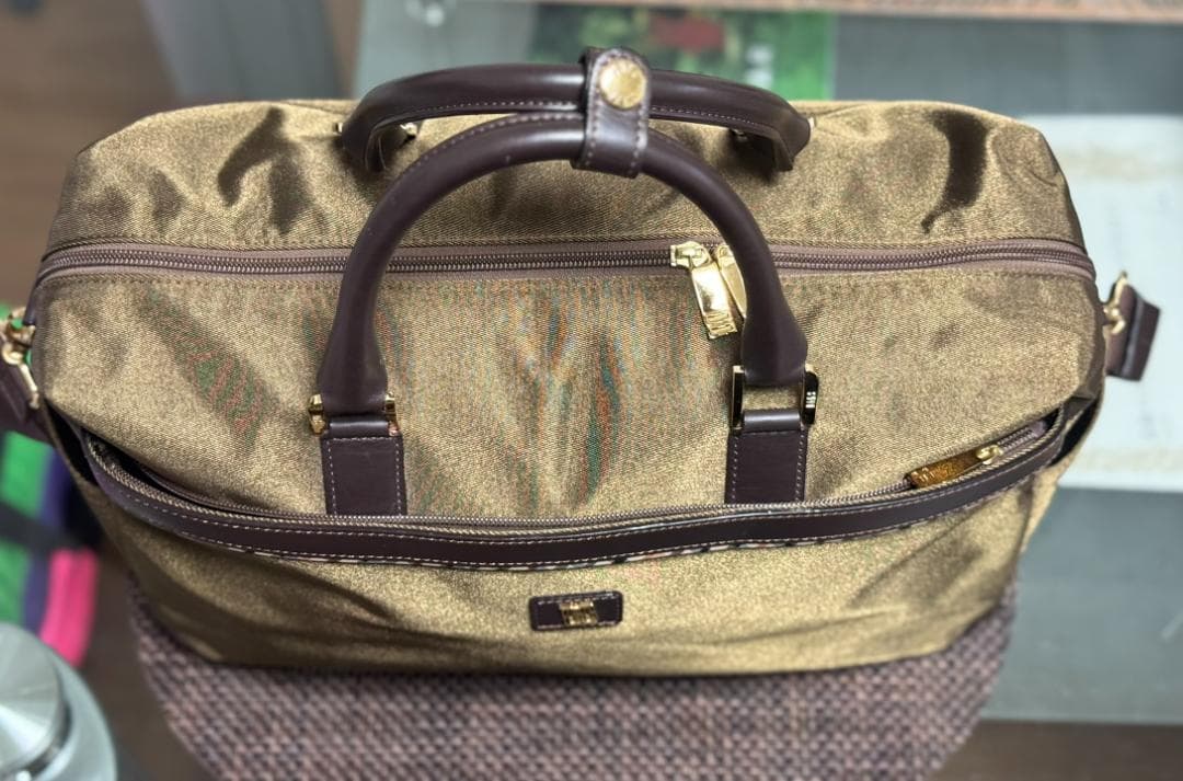 ブラウン ナイロン ボストンバッグ