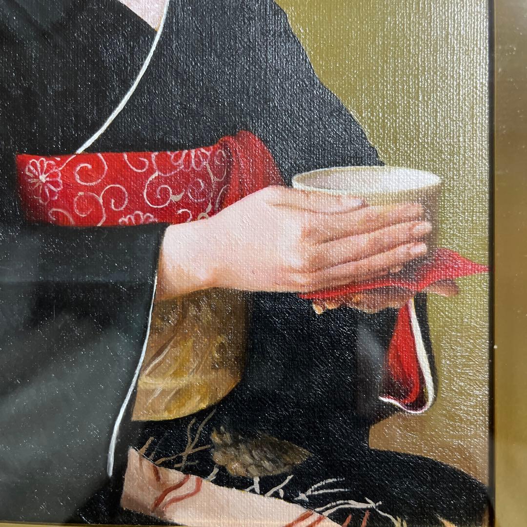 ⭕️油絵　二科会　会員　松井敏郎　画題　[御点前] SM パリ賞受賞　油彩　絵画