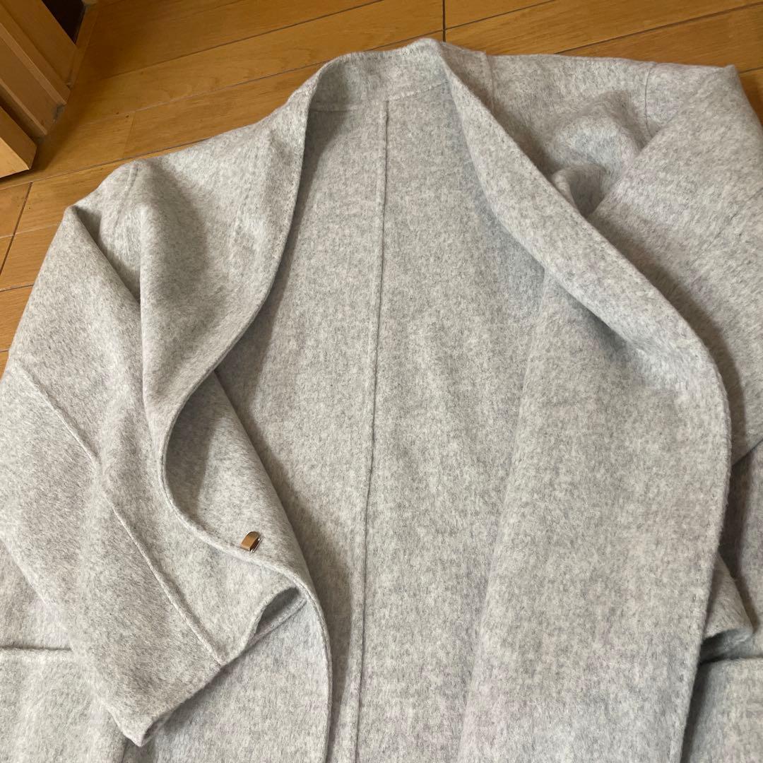 グレー チェスターコート ウール混紡