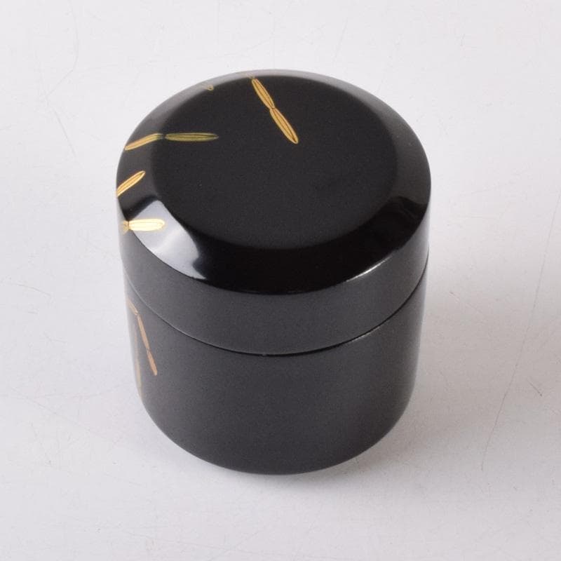 茶道具　黒漆　斎藤宗甫作　草蒔絵　棗　共布共箱　V　7338