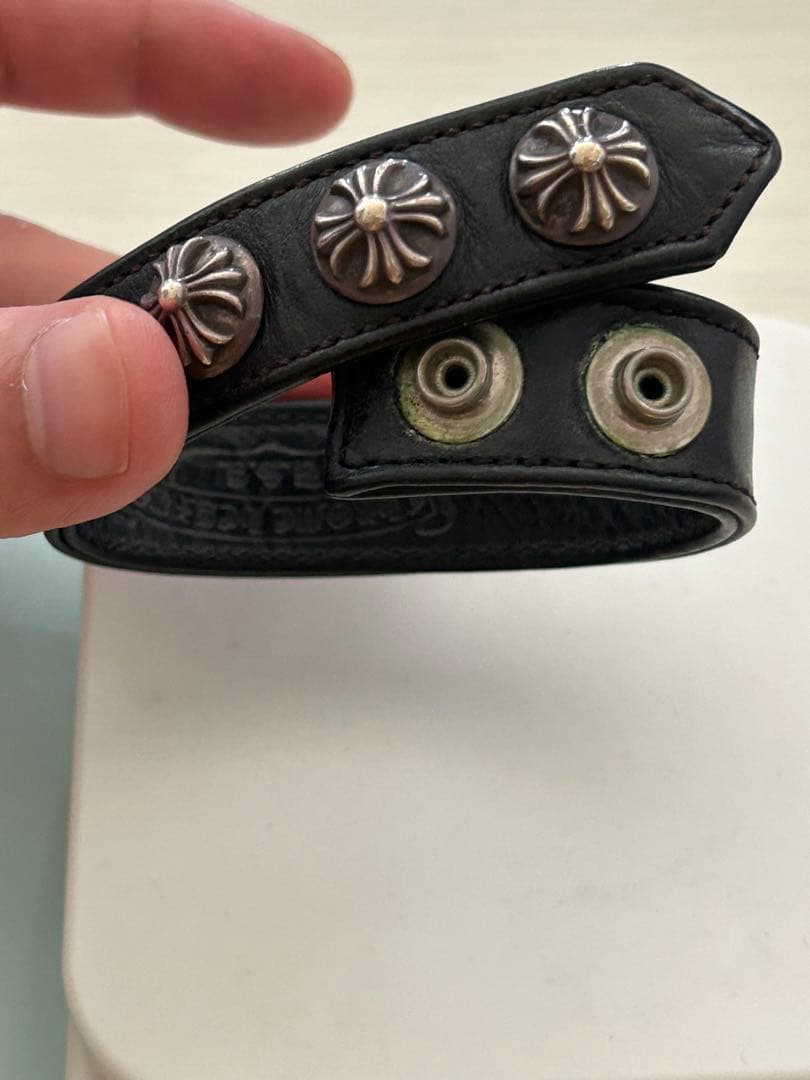 クロムハーツ　クロス3スナップ　革ブレスレット