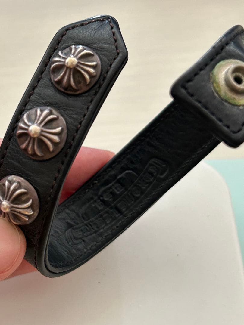 クロムハーツ　クロス3スナップ　革ブレスレット