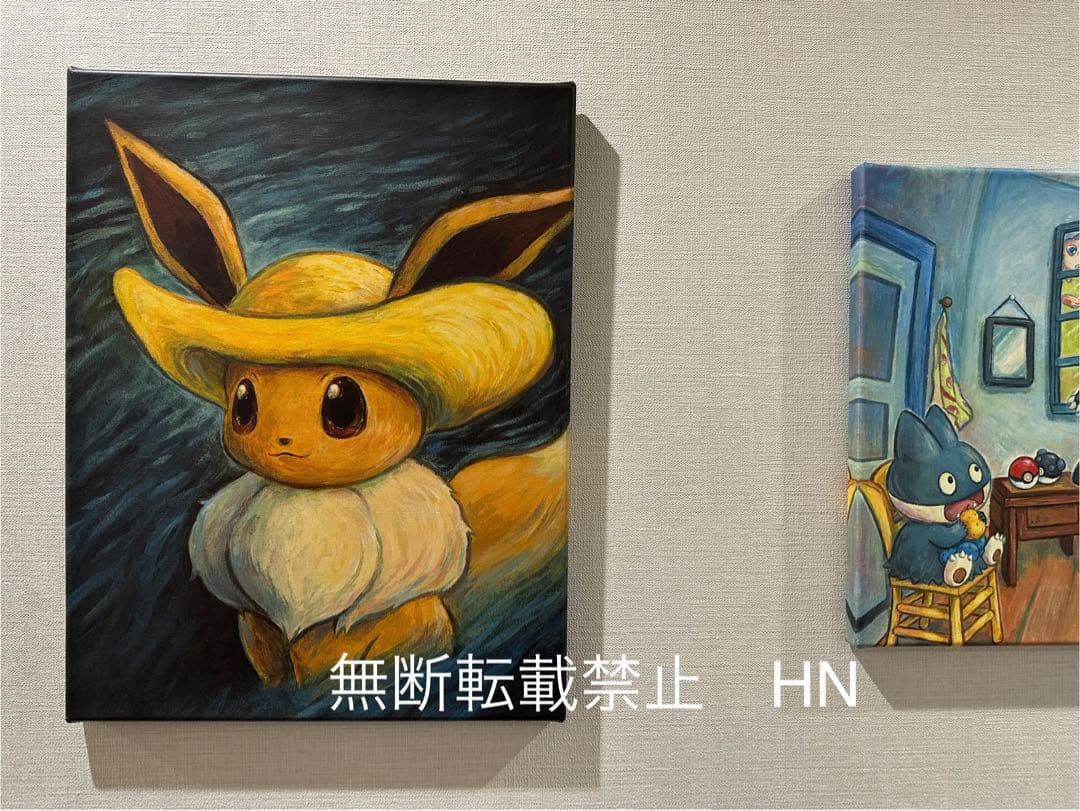 ポケモン ゴッホピカチュウ　イーブイ　キャンバスアート　Sサイズ