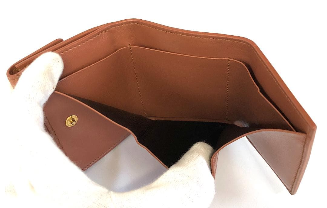 【美品】ジルサンダー 折財布 茶 AA250-15