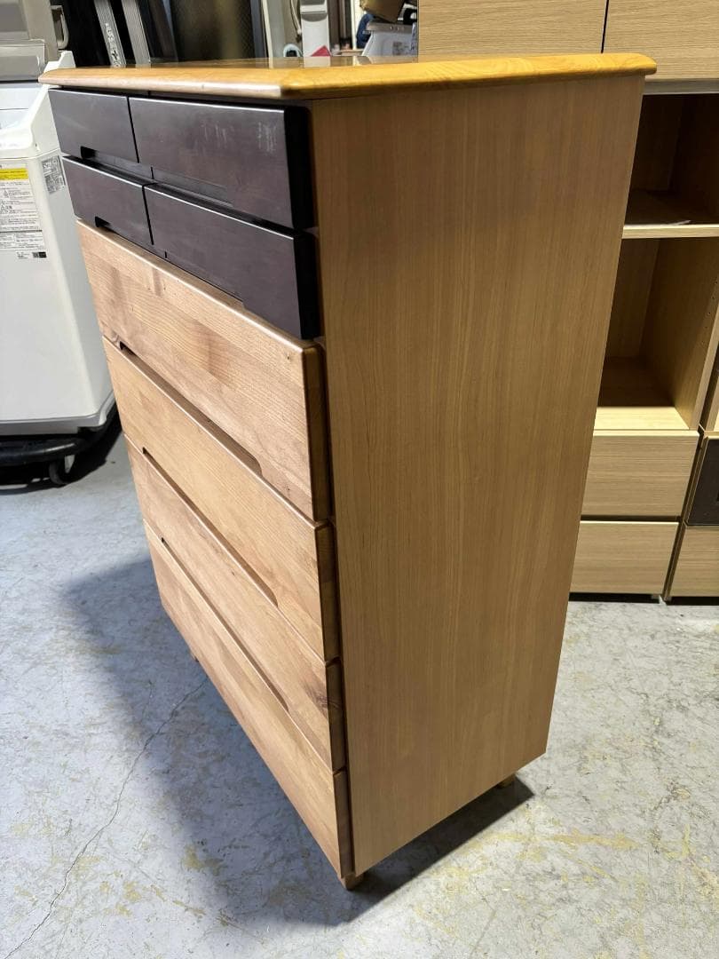 ペコ 服部家具 モダン ハイチェスト、整理タンス 6段幅80cm Used