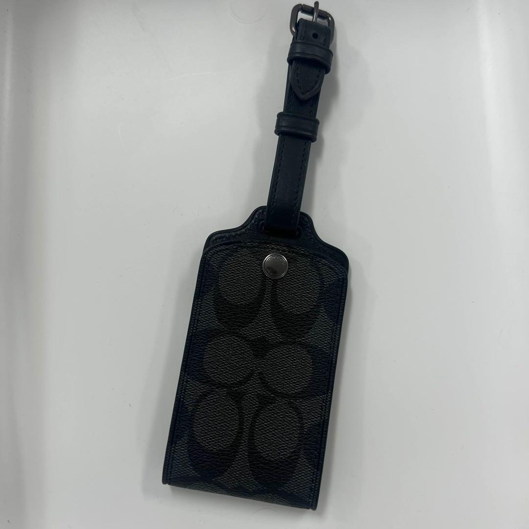 ☆送料無料☆ COACH ネームタグ シグネチャー ラゲッジタグ チャコール