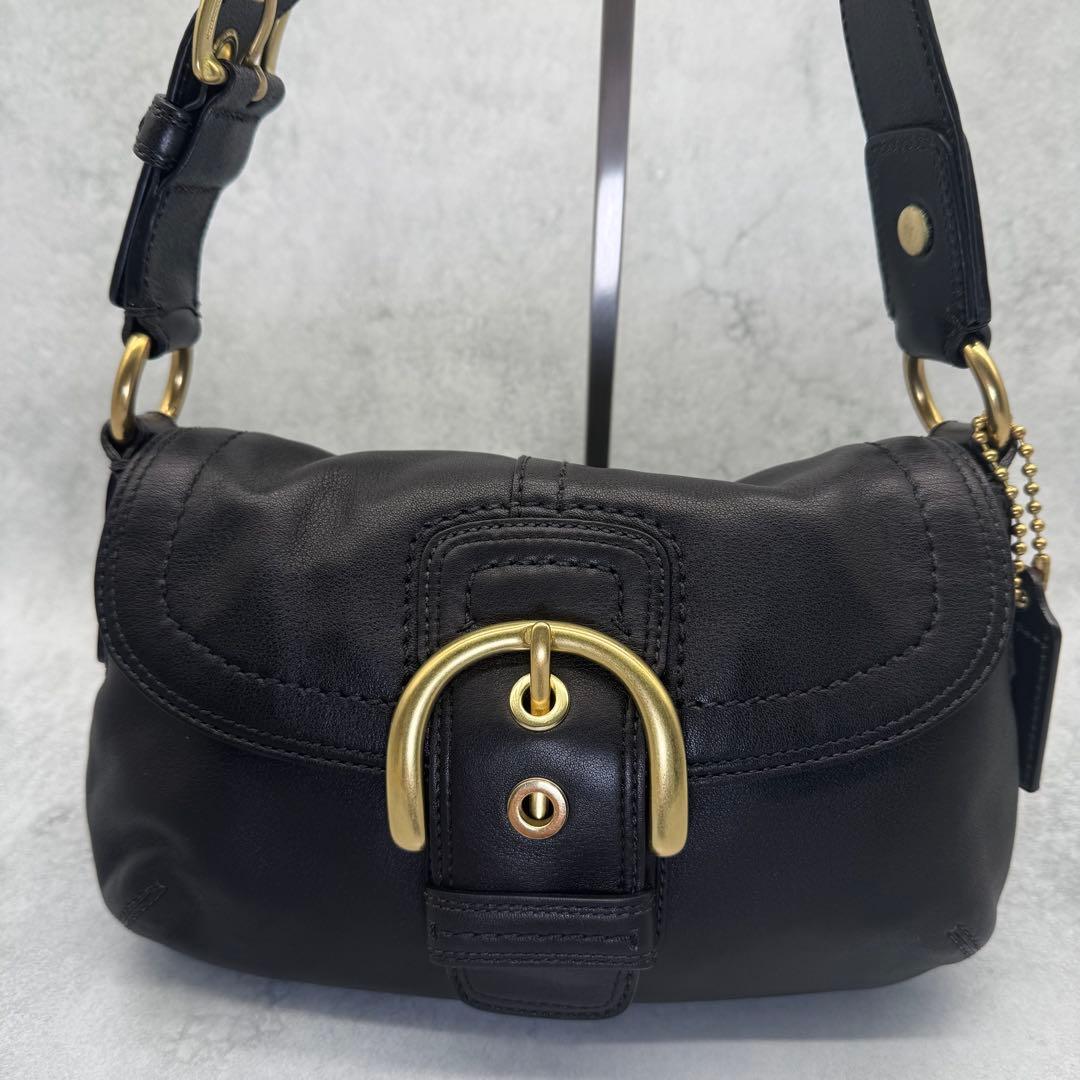 【良品】COACH コーチ ワンショルダーバッグ ソーホー レザー 肩掛け 黒