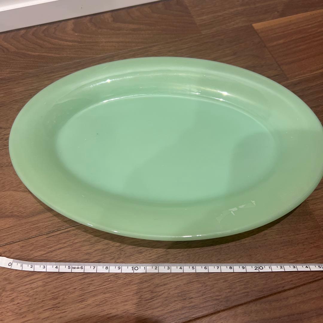 ファイヤーキング　ジェダイ　ミントグリーン 陶器製 楕円皿