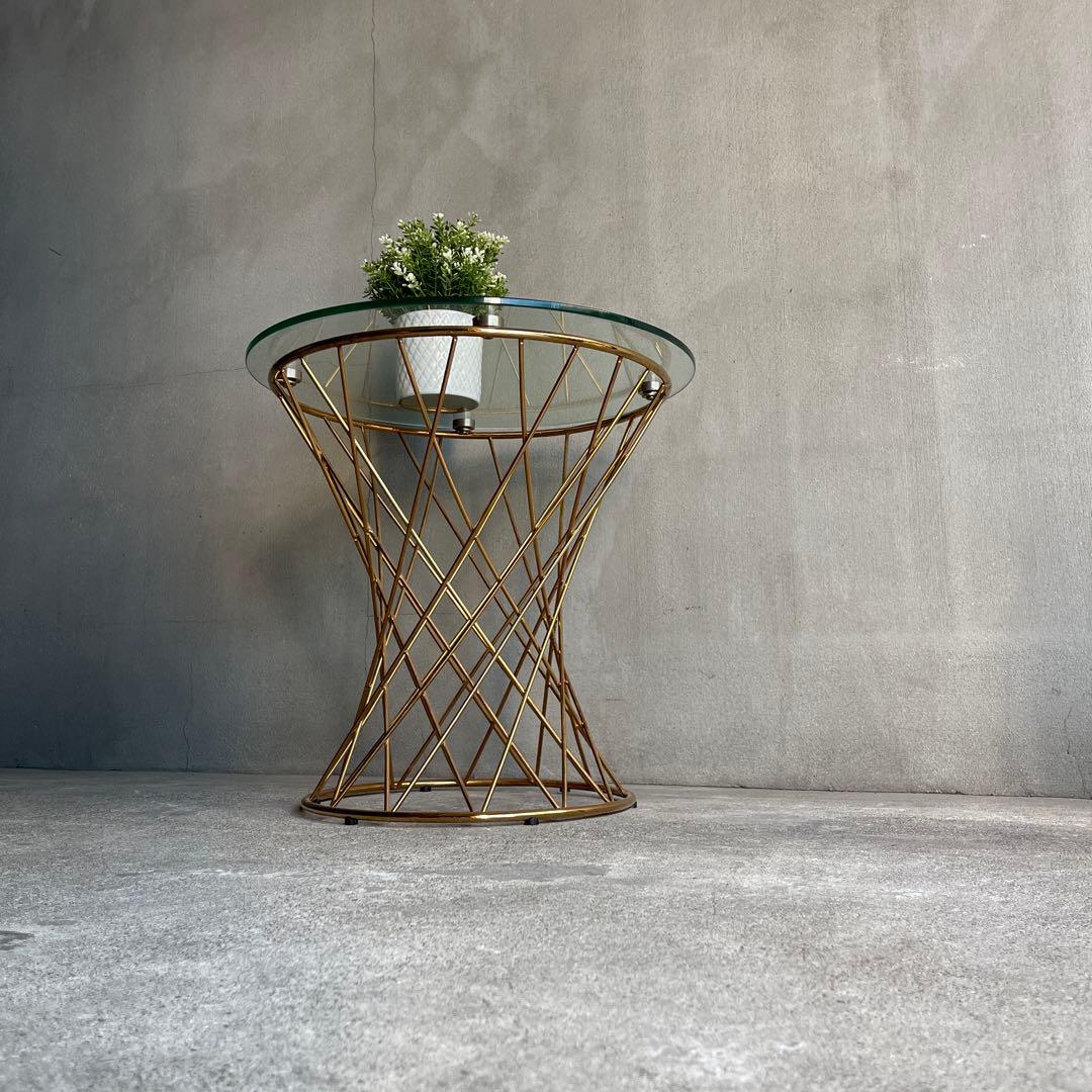 Francfranc フランフラン　マーリアサイドテーブル　クリア×ゴールド