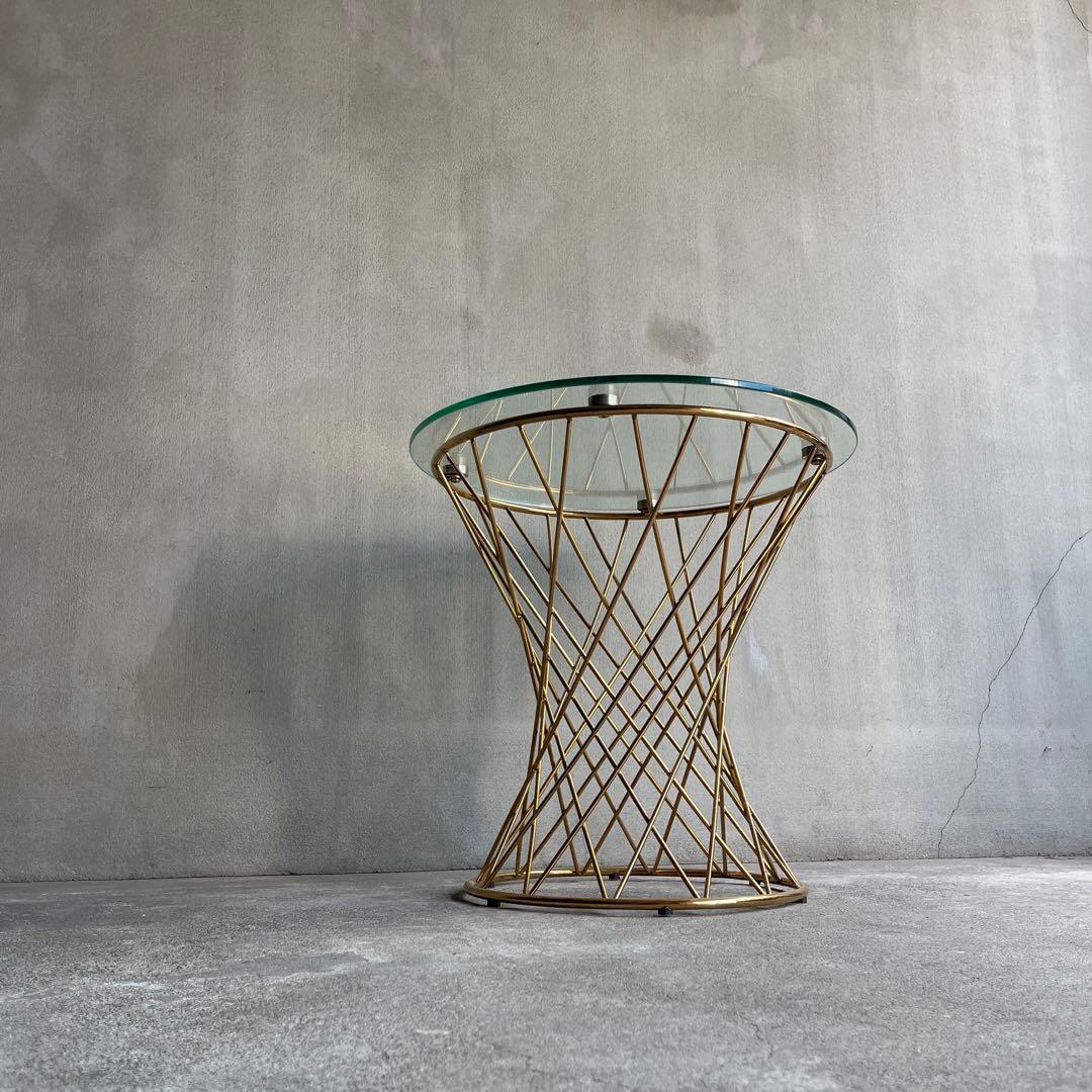 Francfranc フランフラン　マーリアサイドテーブル　クリア×ゴールド