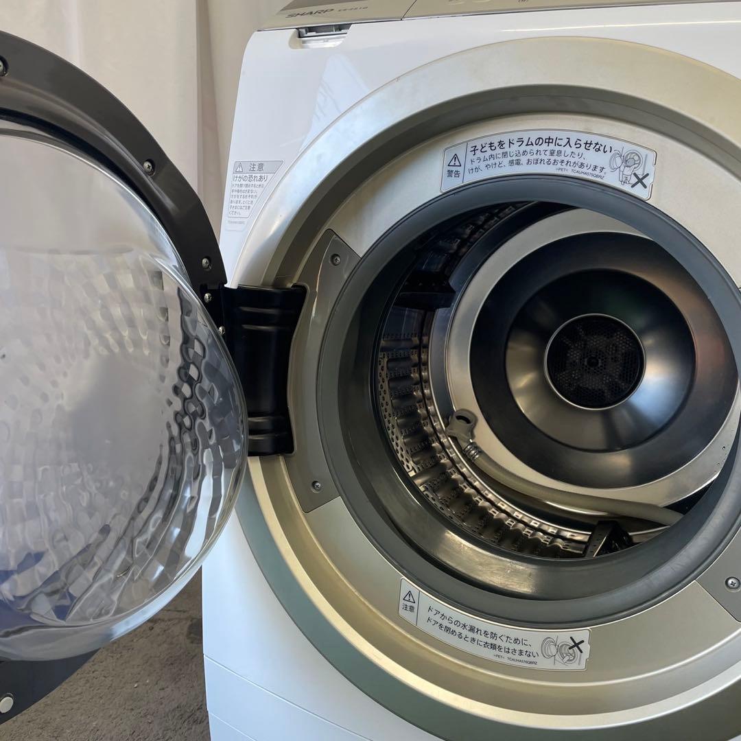 シャープ　ドラム式洗濯機　左開き　10キロ　安い　綺麗　設置無料　人気　オススメ