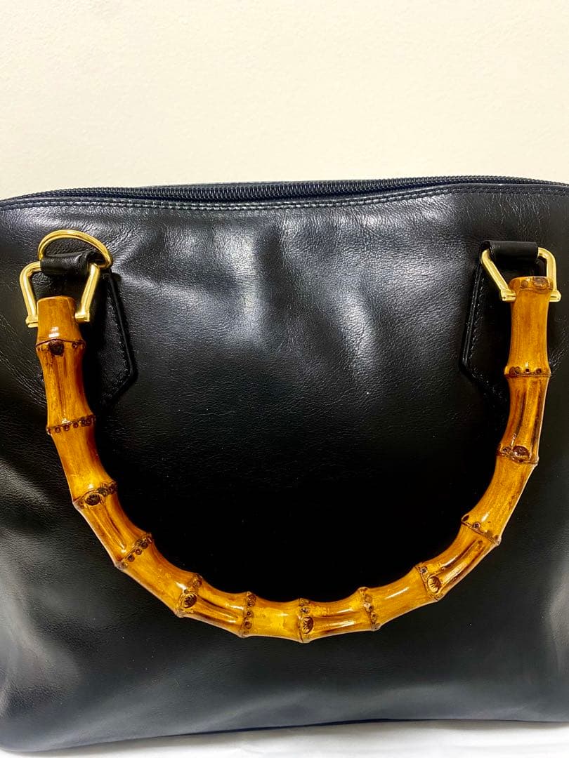 GUCCI グッチ バンブー ハンドバッグ ブラック 2WAY ショルダーレザー