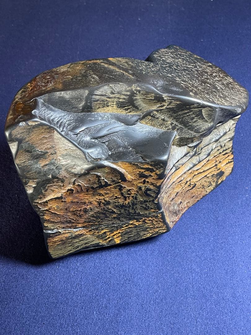 【墨研】龍渓石◆川口丁郷作「自然石硯」◆大型硯◆書道具 文房四宝 美術工芸品