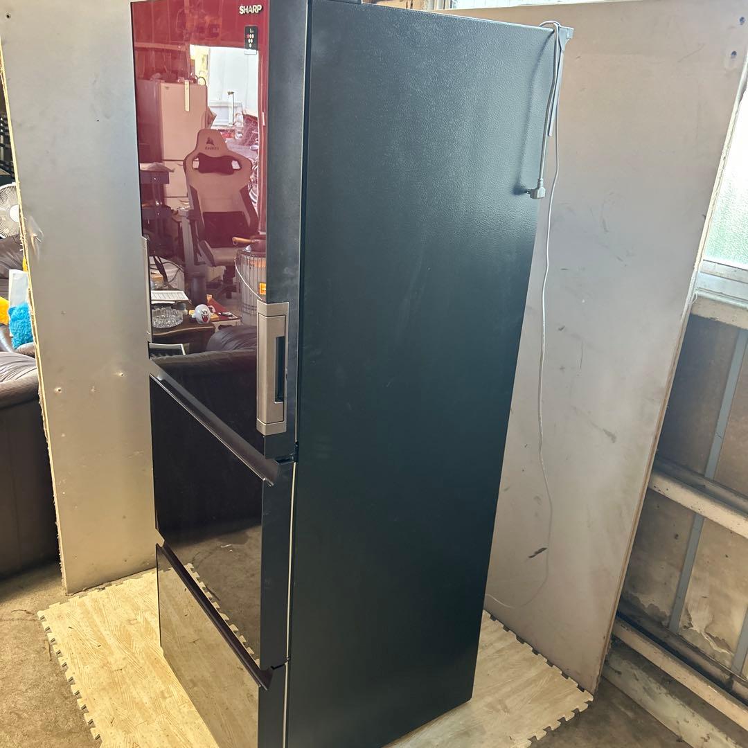 SHARP 2021年製 3ドア冷蔵庫 ワインレッド