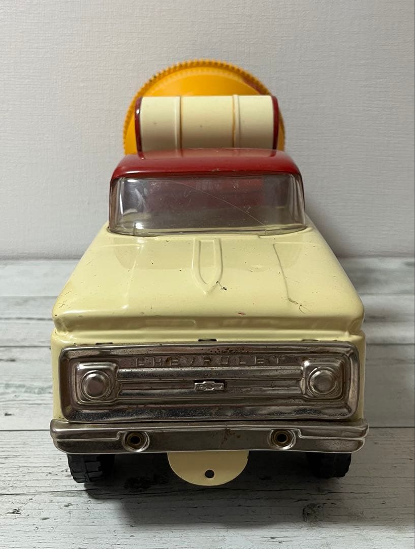 特大　昭和レトロ　ブリキ製トラック（日本製、アサヒ玩具製）　セメントミキサー車