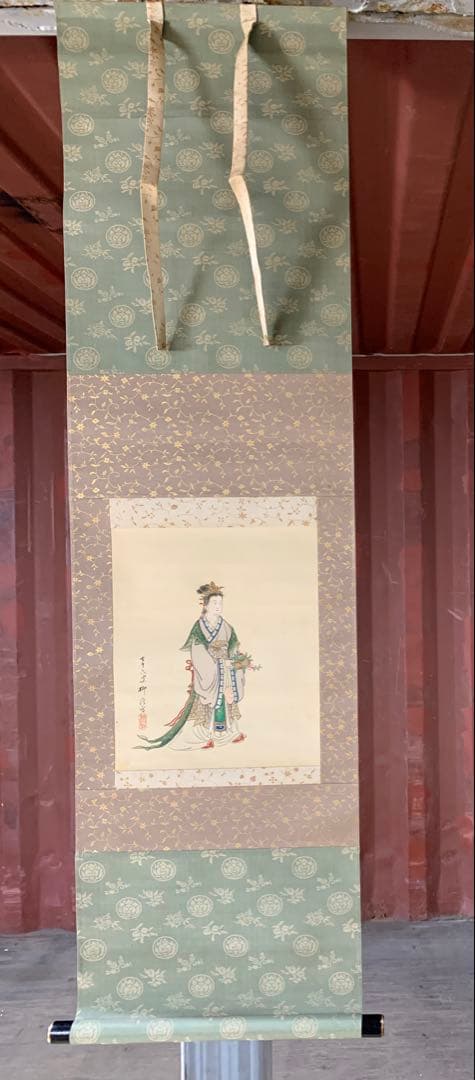 『3978』南宗画家・【岸浪柳渓】　西王母図　掛軸　田崎草雲師事　真作