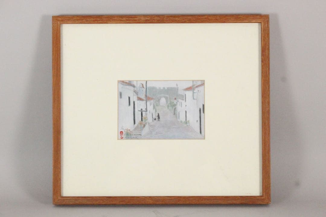 No5297額装　久保嶺爾　「朝霧」　直筆サイン　落款　共シール　風景　送料無料