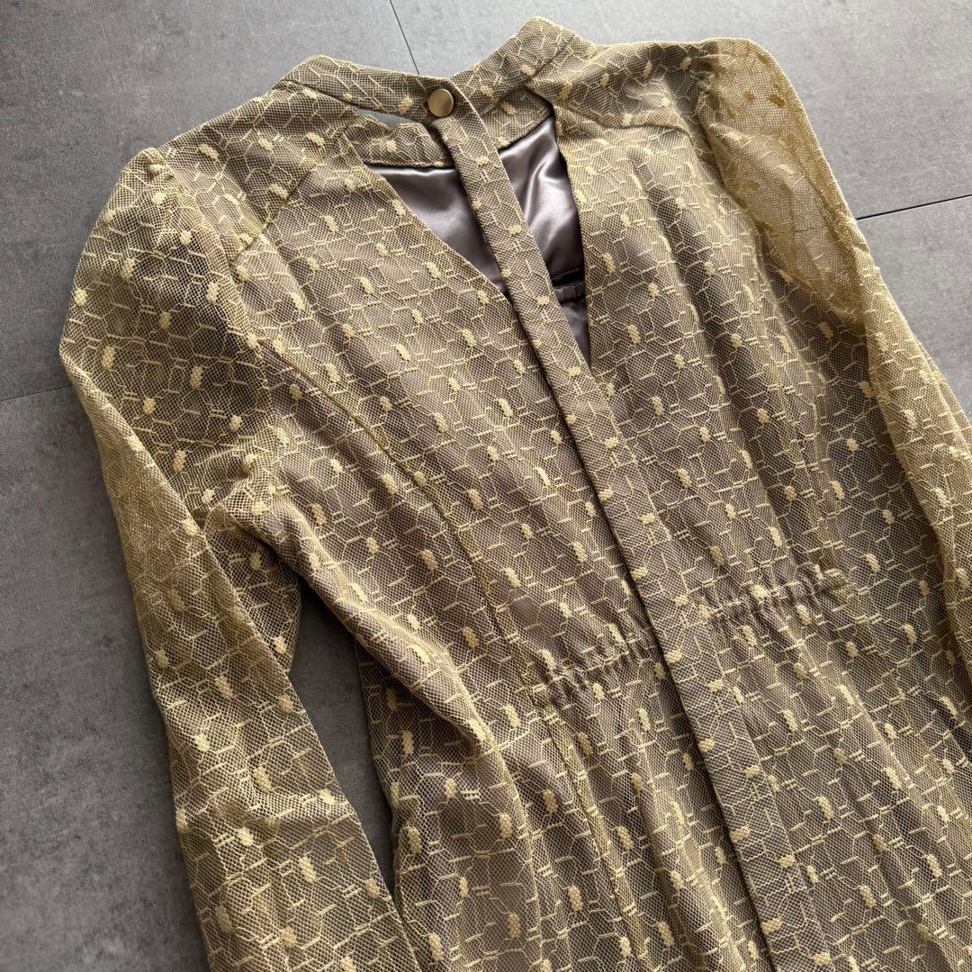 【大きめ】ANDRESD バックオープンジオメトリックドレス レース L 結婚式