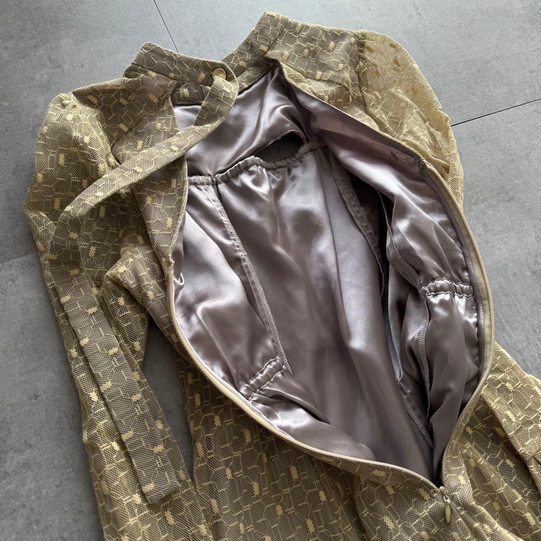 【大きめ】ANDRESD バックオープンジオメトリックドレス レース L 結婚式