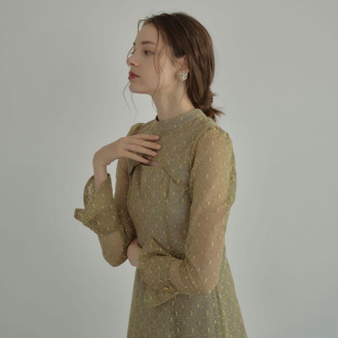 【大きめ】ANDRESD バックオープンジオメトリックドレス レース L 結婚式