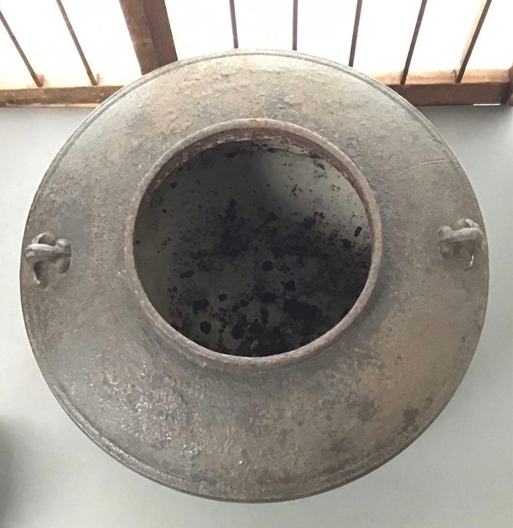 骨董品　茶道具　肩衝釜　蓋つまみ装飾豪華￼ 昭和36年以前の品　共箱　S80KK