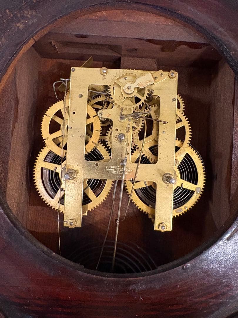 アメリカ製アンティーク寄せ木達磨時計