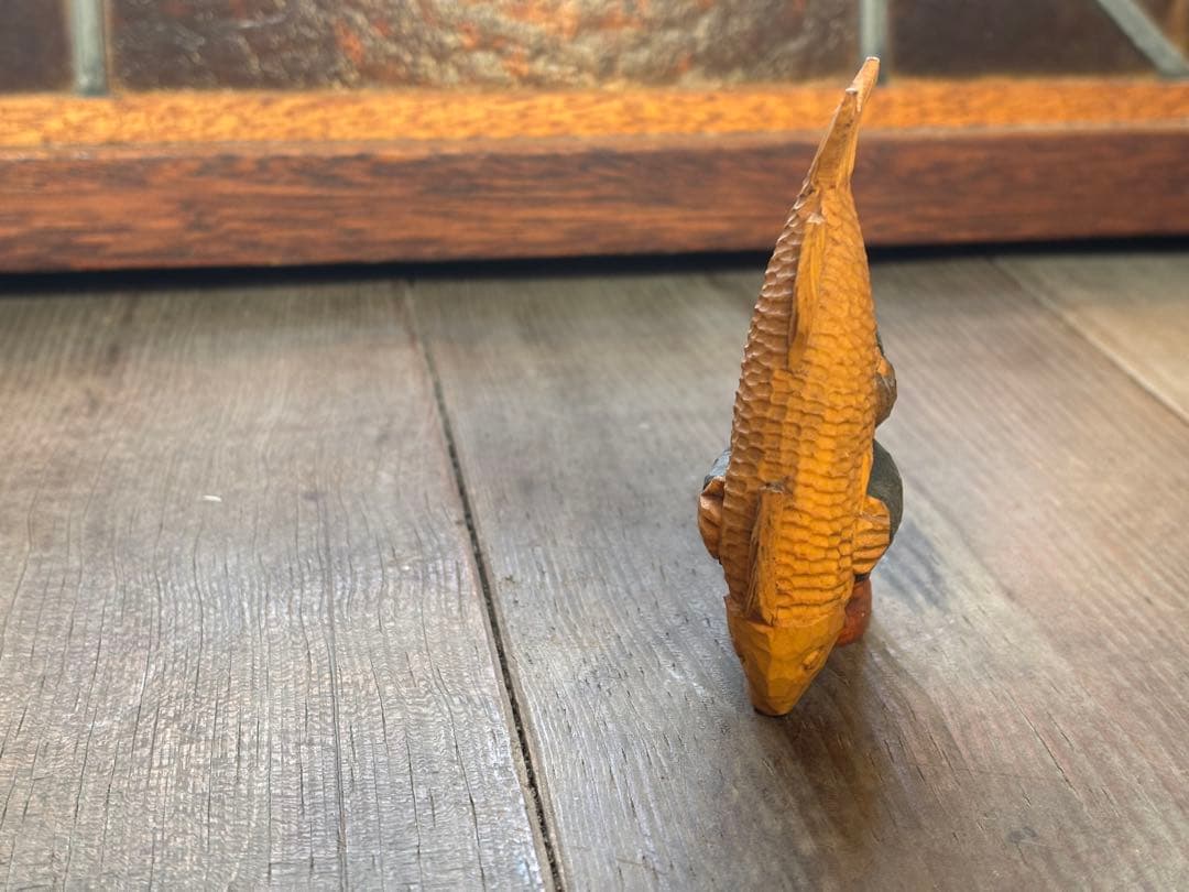 藤岡孝一 木彫 ポルックス 小人 魚を抱える小人 a 北海道作家　彫刻