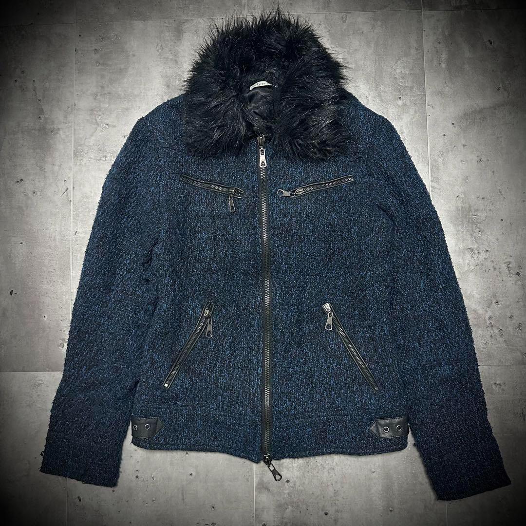 00s Y2K archive 鬼ファー ツイード ジャケット お兄系 平成初期