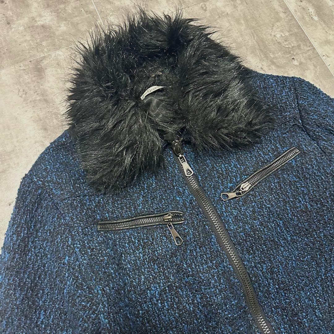 00s Y2K archive 鬼ファー ツイード ジャケット お兄系 平成初期