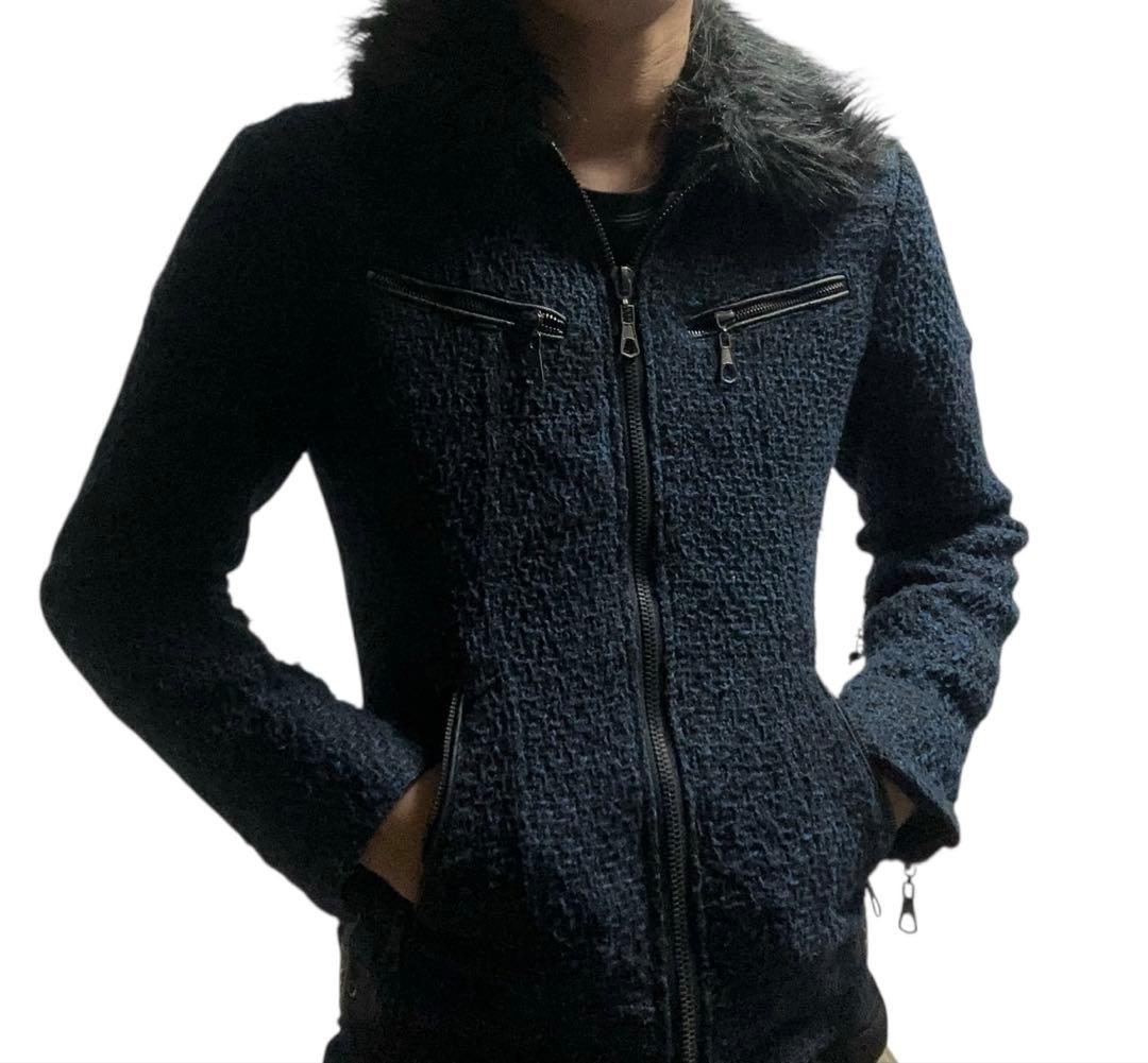 00s Y2K archive 鬼ファー ツイード ジャケット お兄系 平成初期