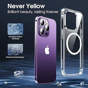 CASEKOO iPhone 14 Pro 用 ケース クリア ワイヤレス充電