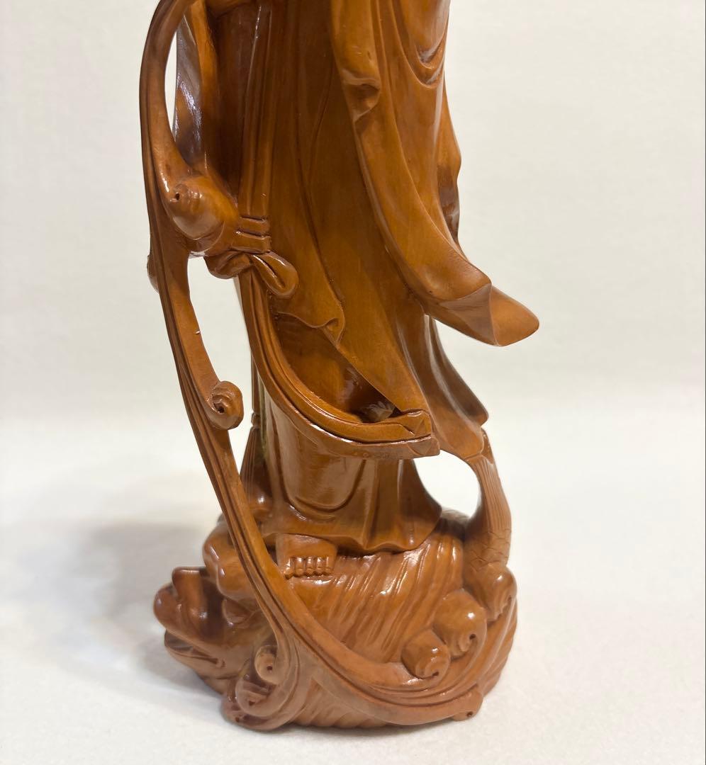 木彫 観音立像 高さ約32cm 仏像 置物 和風インテリア 古道具