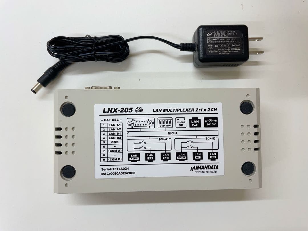 LNX-205 LANマルチプレクサ 2:1 x 2CH HUMANDATA