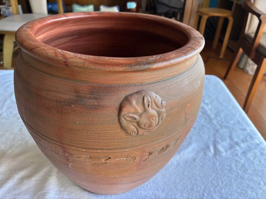 古備前焼　伊部陶苑　大壺　甕　鉢　アンティーク置物　骨董品