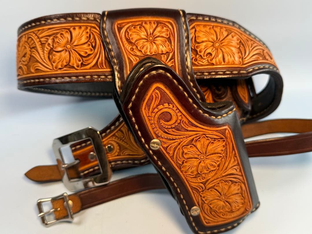 コルトガバメント用クイックドロー用リグ（レザーホルスター ）