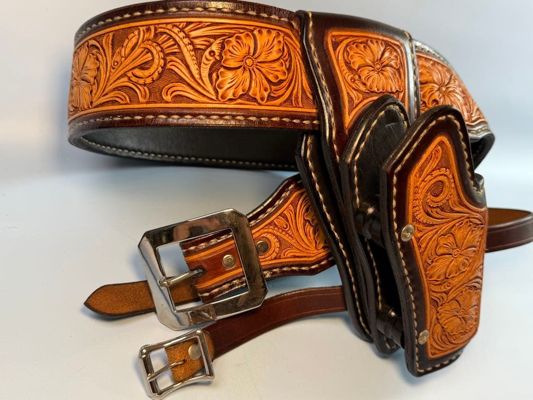 コルトガバメント用クイックドロー用リグ（レザーホルスター ）