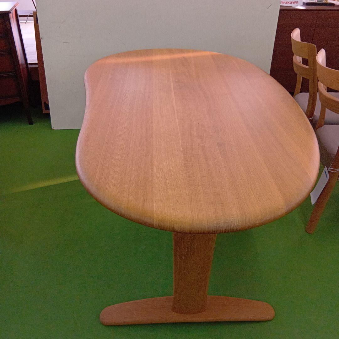 飛騨産業　オーダー テーブル 侭　豆型　丸面型　WO 色 ホワイトオーク 材